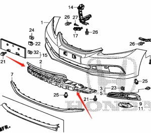 2014-2015 Honda Civic fb front bumper lower grille 71105-TR7-A51