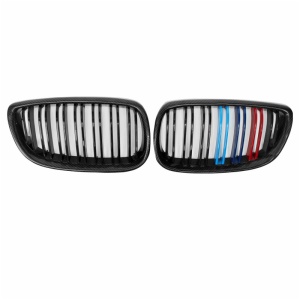 BMW 3-series two-door E92E93 pre-M3 to carbon fiber three-color double-line light black mid-grid grille