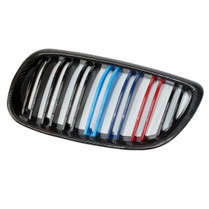 BMW 3-series two-door E92E93 pre-M3 to carbon fiber three-color double-line light black mid-grid grille