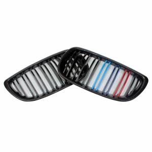BMW 3-series two-door E92E93 pre-M3 to carbon fiber three-color double-line light black mid-grid grille