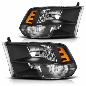 HeadLamps for 2009 2010 2011 2012-2018 Dodge Ram 1500 2500 3500 Black Quad Headlights Assembly Head Lamps CH2519135 CH2518135