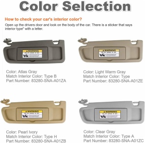 Left Driver Side Sun Visor for Honda Civic 2006 2007 2008 Visor Assembly (Pearl Ivory, Left Driver Side)