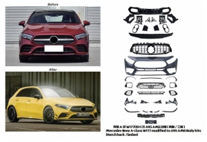 Mercedes-Benz A-Class W177 W176 A180 A200 A250 upgrade modification A45 AMG body kit front bumper rear bumper