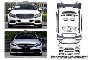 Mercedes-Benz C-Class w205 2015 2021 upgrade modification C63 AMG body kit front bumper GT grille