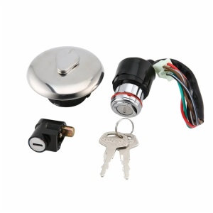 Motorcycle Ignition Switch Lock + Fule Tank Gas Cap Lock Set for Haojue Suzuki GN125 GN 125 125cc