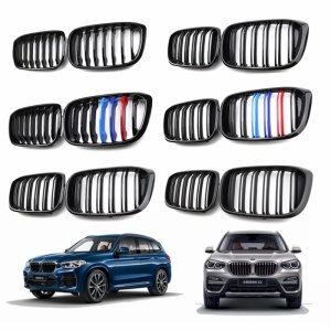 New item of ABS double slat gloss black Carbon fiber front grille for BMW X3 X4 G01 G08 G02 2019 2020 grille