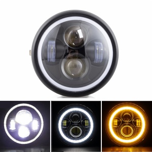 Universal 6.5 inch LED Headlight Lamp With Angel Eyes For Cafe Racer Motorcycle Motorbikes